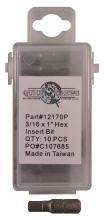 3/16" X 1" HEX INSERT BIT 10/BX